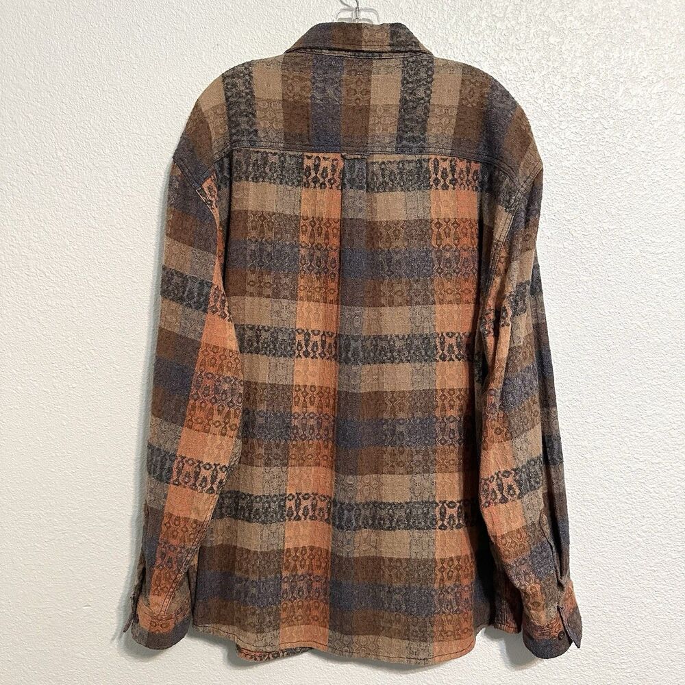 Carbon 2 Cobalt Shirt Mens Size XXL Button Up Plaid Check Textured Long Sleeve - Picture 2 of 9
